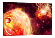 Красное панно для стен Design Studio 3D 5D 1 модуль Пылающие звезды