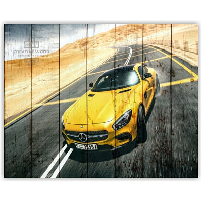 Картины AUTO - 10 Спортивный жёлтый автомобиль марки Мерседес, AUTO, Creative Wood
