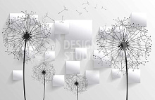 3D обои с рисунком одуванчики Design Studio 3D Объёмная геометрия GM-188